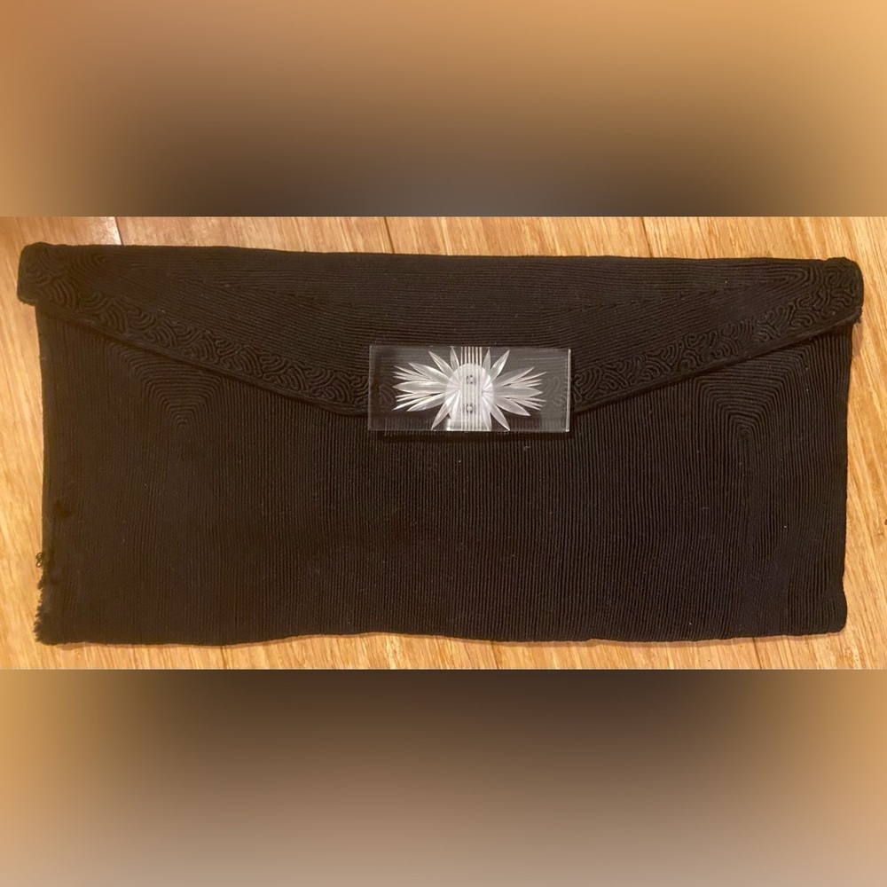 Vintage Cordé Hand Bag Black Clutch with Acrylic Clasp